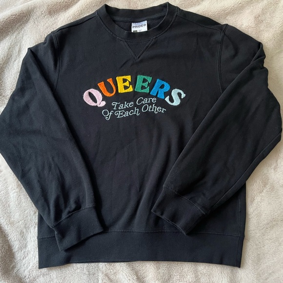 Ash + Chess Pride Embroidered Crewneck Sweatshirt Black Size S - Picture 4 of 9